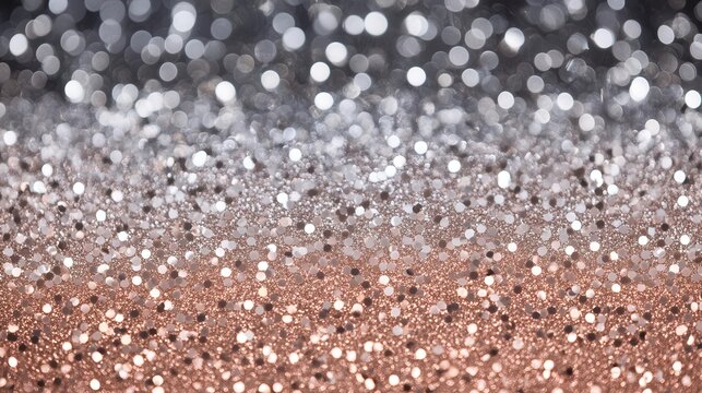 luxurious rose gold and silver glitter background with sparkling bokeh effects and smooth gradient transitions for elegant event invitations