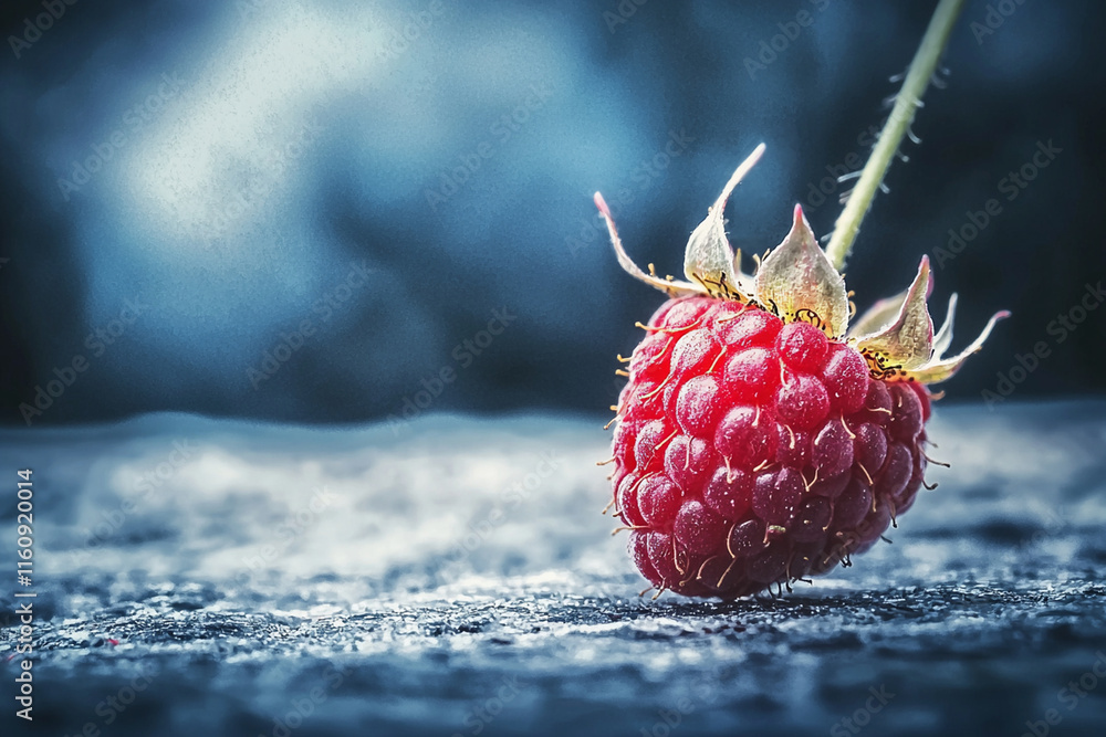 Poster fresh raspberry on textured surface