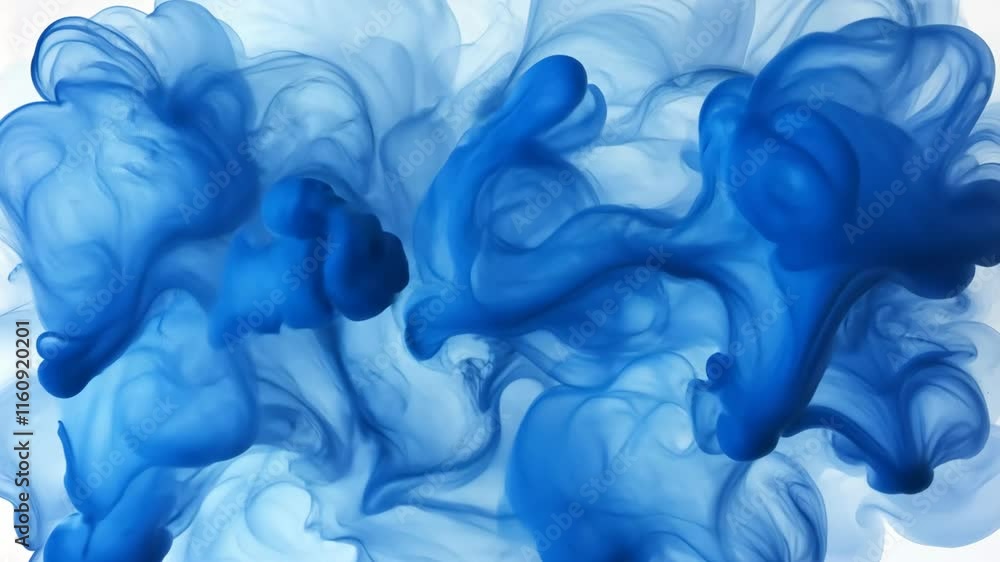 Poster abstract blue fluid art with soft waves and ethereal flowing forms