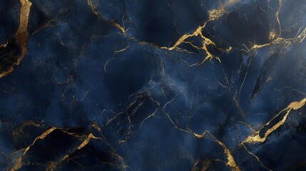 Fototapeta premium luxury abstract marble background with deep navy blue swirls and elegant gold veining, perfect for premium product display or modern interior design