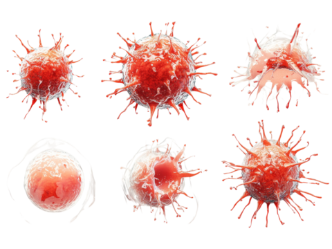 Vibrant  Cells with Unique Structures Isolated on transparent background