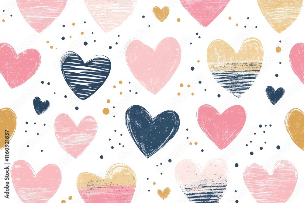 Poster colorful heart patterns create a vibrant and playful background for creative projects and celebratio