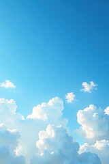 Fototapeta premium Soft wispy clouds float across a brilliant blue sky, airy, light