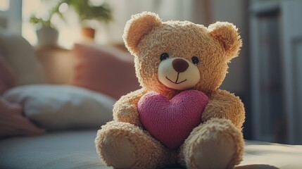 Adorable Teddy Bear with Heart and Tulips
