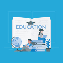 Education concept illustrations. Eps vector file. education, learning, reading book, online course and training, back to school.