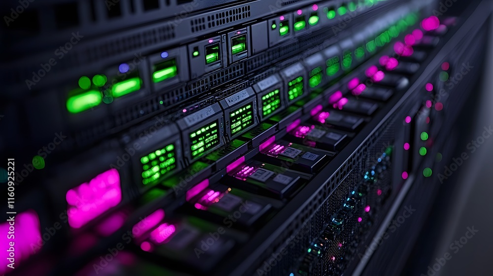 Poster professional it administrator configuring and managing sophisticated server racks and data storage a