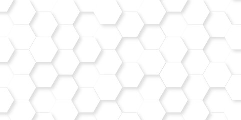 Naklejka premium Minimal white hexagonal hexagon modern technology creative emboss light honeycomb polygonal web. abstract geometric science and mosaic tile with template web texture background.