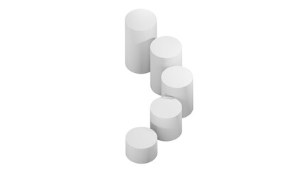 3D Cylinder white pedestal podiums with layer and close up on transparent background clean luxury style