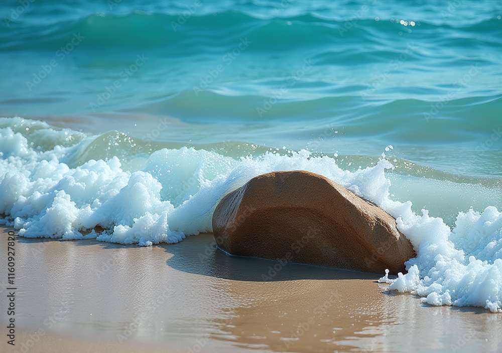 Poster clear waves flow rock creating smooth