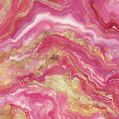 Refined pink and gold marbling creates luxurious and elegant design