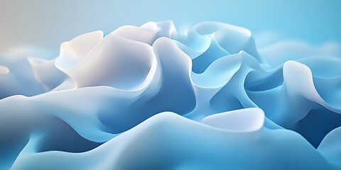 Obraz premium Abstract blue and white flowing 3D wave texture background.