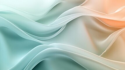 Obraz premium mesmerizing abstract digital wallpaper with flowing gradient lines in soft pastel colors creating calming three-dimensional wave pattern