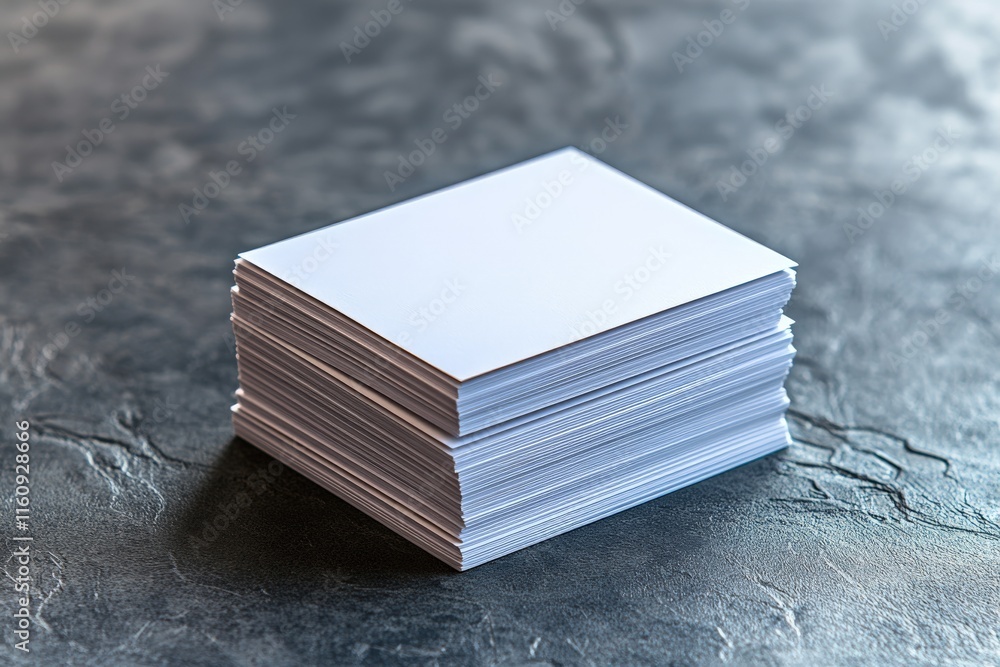 Poster blank cards stacked neatly on a dark textured surface for versatile use in creative projects
