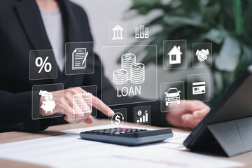 Personal Loan, Lending cash concept, Businesswomen budget management online personal loan...