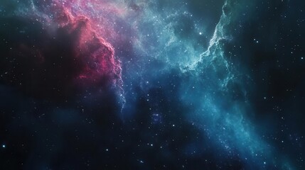 Fototapeta premium mesmerizing deep space nebula swirls with bioluminescent cosmic dust and ethereal star clusters in dreamy celestial symphony of colors