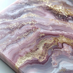 Obraz premium Soft pink and shimmering gold marbling creates stunning abstract design