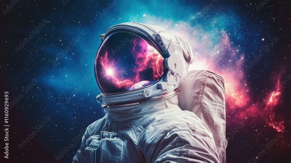 Aufkleber astronaut in space with colorful galactic background and nebula