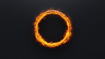 Blazing Fire Ring Flames on Black Background for Intense Visual Impact