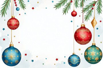 colorful ornaments adorn horizontal banner festive watercolor designs generated artificial intelligence christmas decoration