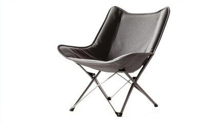 modern minimalist folding armchair with ergonomic design isolated on pure white background, furniture product photography