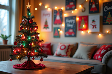 colorful tree happy holiday card festive posters spread throughout room december january