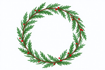 colorful watercolor artwork features festive fir tree wreath made four intertwined branches perfectly holiday