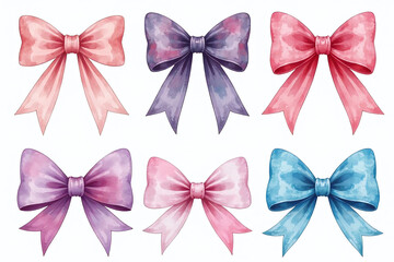colorful watercolor designs bow making illustrations available downloadable clip art set online