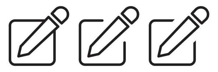 Edit icon featuring a pencil on a notepad. Business themed pictogram for document editing and sign up. Vector illustration.