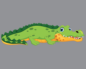 Cartoon happy crocodile isolated on black background vector illustration