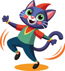 cat with a smile cartoon character on white background