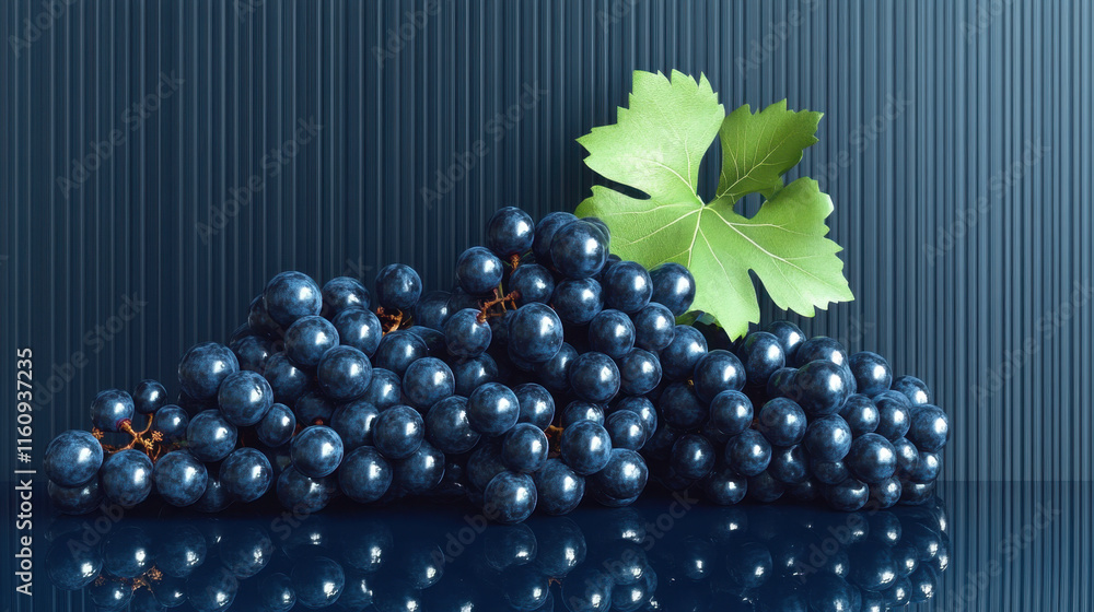 Poster grape, a realistic image of a cluster of black grapes, perfect for use in food and beverage contexts
