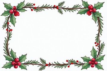 custom hand drawn rectangle christmas frame features festive holiday decorations greeting cards