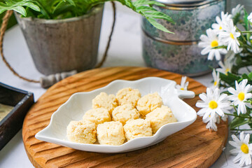 Almond Sugee Cookies are rich, buttery, with a nutty almond flavor, a popular kuih during Hari Raya