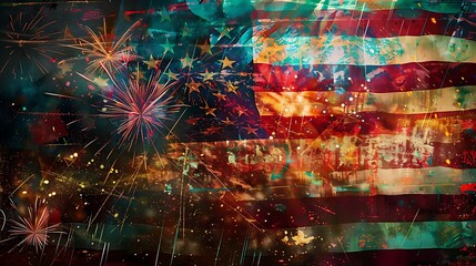 4th july usa -independence day with American flag party background