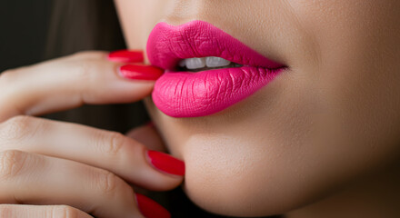 Naklejka premium Close-up of a model's lips with chapstick applied