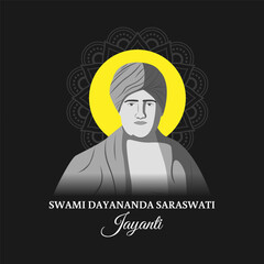 Vector illustration of Swami Dayananda Saraswati Jayanti social media template