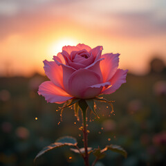 Pink rose blooming in a garden with soft petals and natural beauty