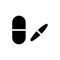 Pill and capsule icon. Concept of medicine, healthcare, and pharmacy.