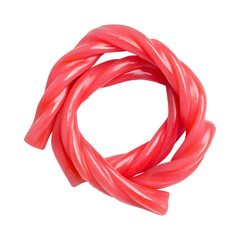 Sweet bright red Licorice Candy shaped like a twisted rope
