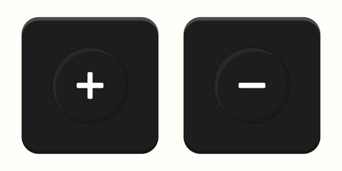 Black plus and minus app icons. Math app icons