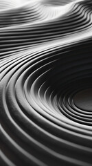 Abstract black and white concentric waves with smooth, flowing curves, perfect for backgrounds.