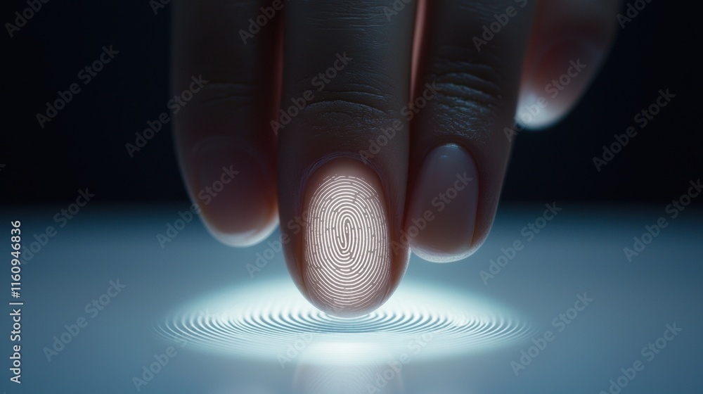 Poster touching fingerprint scanner with unique biometric identification