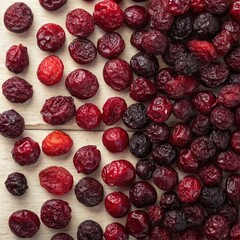 Artistic dried cranberry arrangement highlighting their textures and rich colors