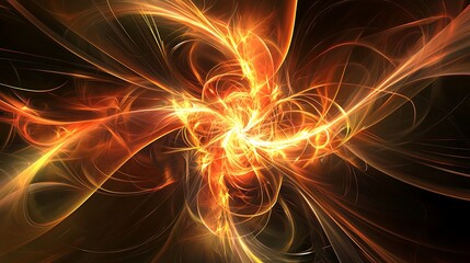 Fototapeta premium A colorful, swirling, and fiery image with a black background