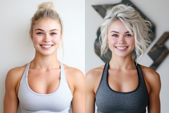 A before-and-after shot of a fitness journey, showing a person improving their health and confidence