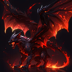 Epic fantasy battle fiery dragon vs. Mythical beast enchanted forest digital art dynamic composition adventure theme