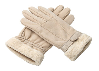 Beige Winter Gloves Soft Faux Suede, Warm Fleece Lining, Stylish Design