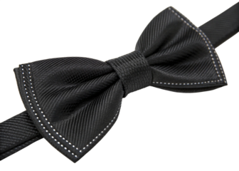 Elegant Black Bow Tie Formal Menswear, Stitch Detail, Classic Style