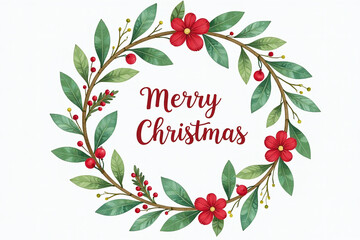 handmade christmas holiday card features beautiful watercolor wreath