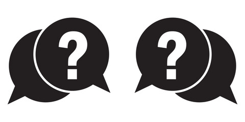 Question and answer line icons, including FAQ symbols, inquiry bubbles, and request signs. Perfect for UI design elements.